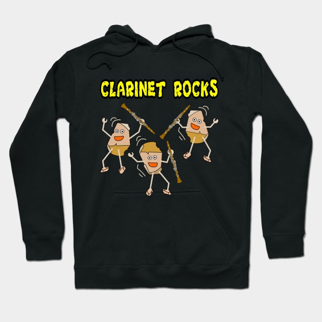 Clarinet Rocks for Dark Merchandise Hoodie by Barthol Graphics